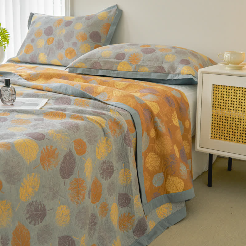 Cotton Gauze Reversible Quilt | Yarn-Dyed Jacquard | Full/Queen/King Sizes