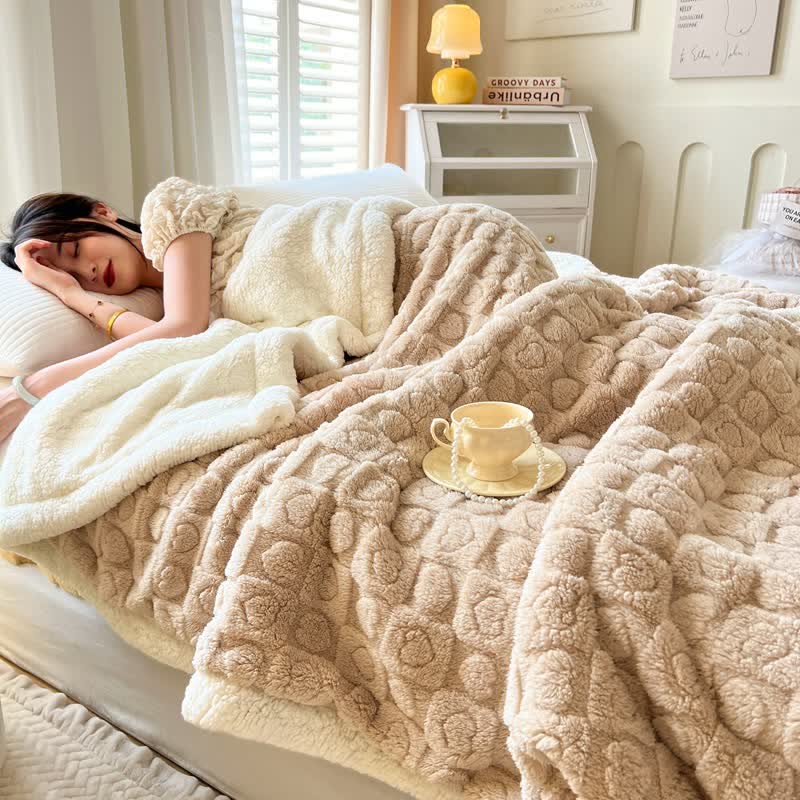 Love Print Sherpa Fleece Blanket | Premium Softness | Full & Queen Sizes