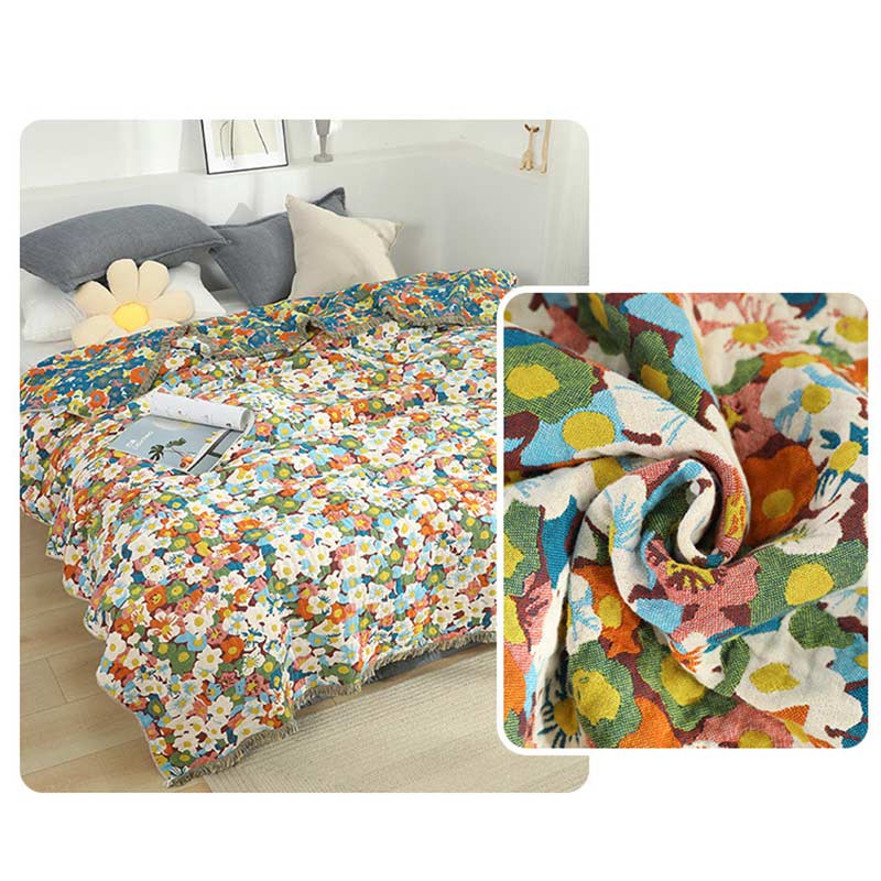 Rustic Flower Reversible Quilt | 100% Organic Cotton | Full/Queen Size