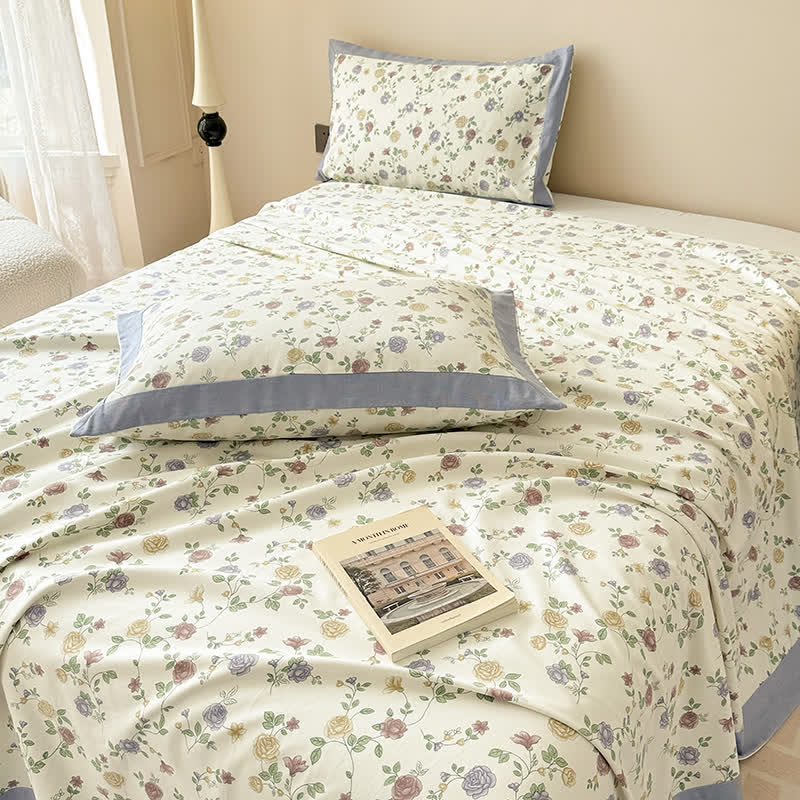 Cotton Coverlet Set | Floral Design | Full/Queen/King Options