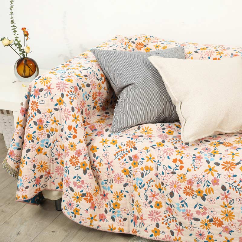 Garden Flower Blanket | Soft Cotton Gauze | Reversible Design