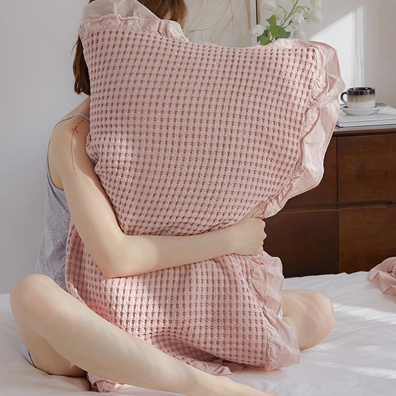 Cotton Pillowcases | Waffle Weave Ruffle | Set of 2