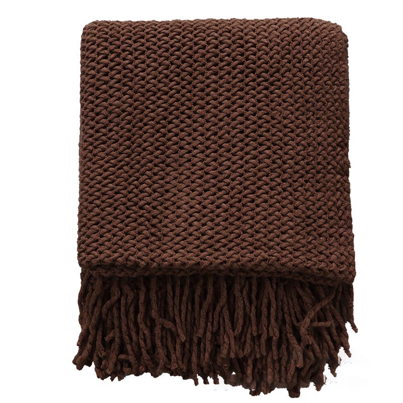 Knit Tassel Blanket | Soft Acrylic Fiber | Solid Color