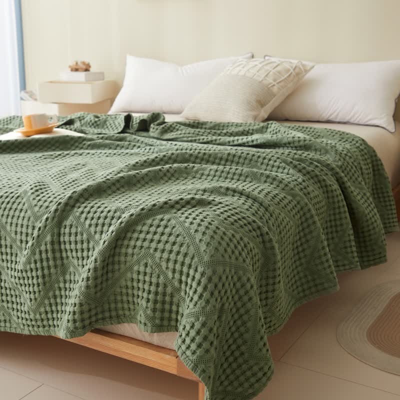 Organic Cotton Waffle Quilt | Eco-Friendly & Moisture Absorbent | Full/Queen Size