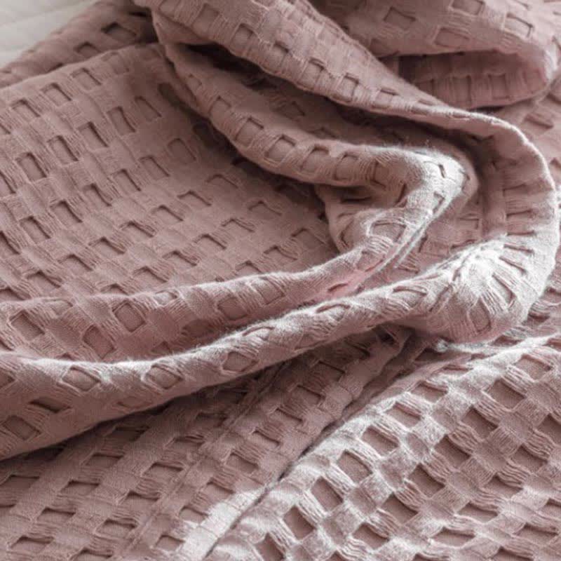 Solid Color Waffle Cotton Reversible Quilt | 100% Organic Cotton | Full/Queen Size