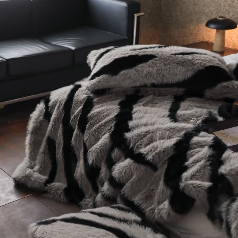 Zebra Print Blanket | Faux Fur Polyester | 39" x 63"