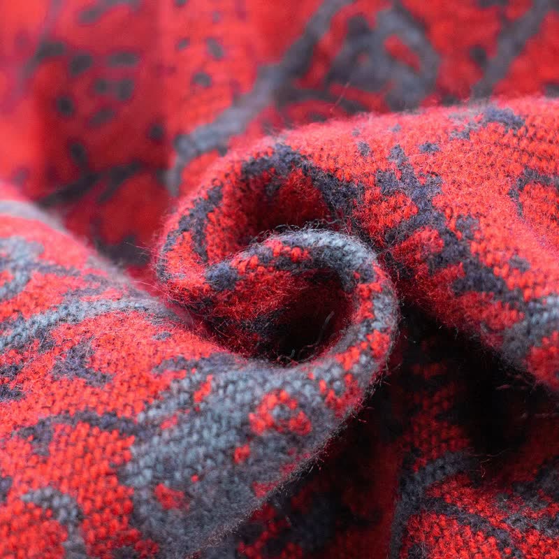 Jacquard Elephant Shawl Wrap | Soft Acrylic | 51" x 59"