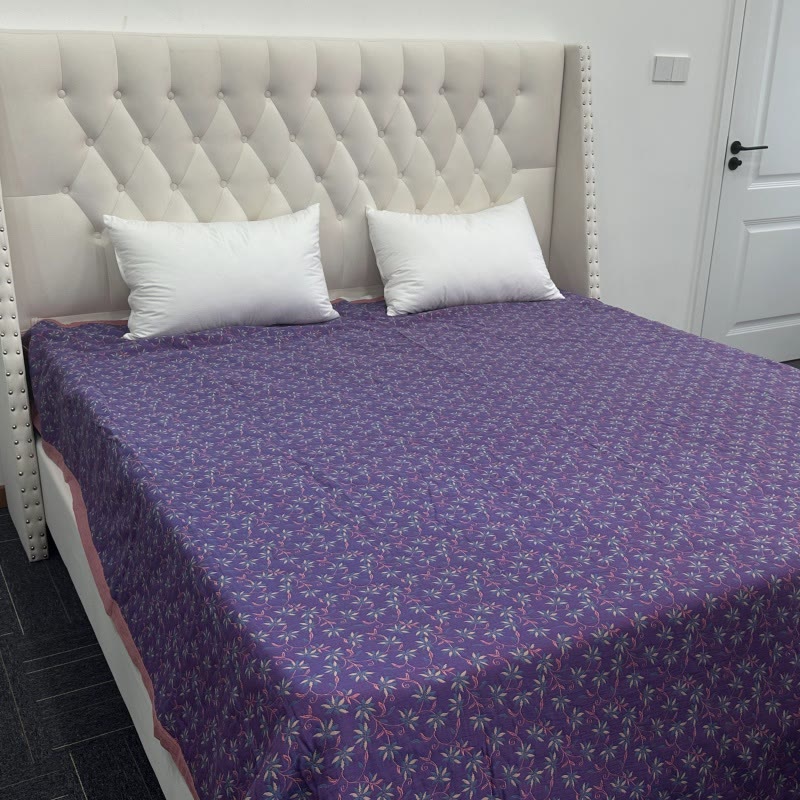 Organic Cotton Reversible Floral Quilt | Eco-Friendly & Soft | Available in Full, Queen, King Sizes