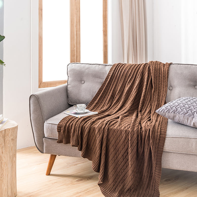 Cotton Knit Sofa Blanket | Soft & Cozy | Solid Color