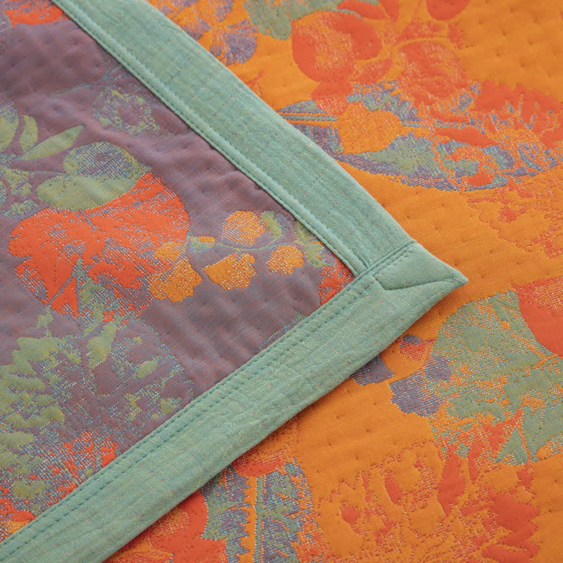 Three Layers Cotton Gauze Quilt | Organic Cotton | Rustic Leaf Design