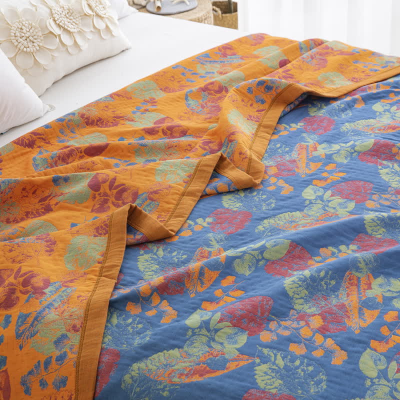 Three Layers Cotton Gauze Quilt | Organic Cotton | Rustic Leaf Design
