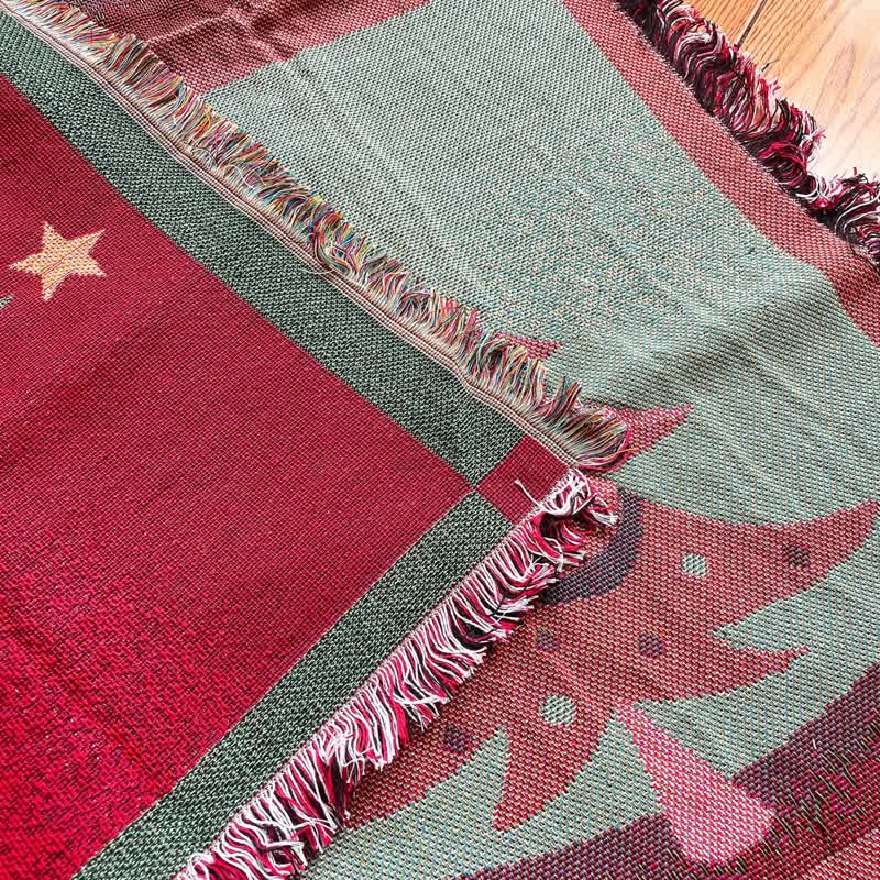 Christmas Tree Tassel Blanket | Soft Polyester-Cotton Blend | 51" x 63"
