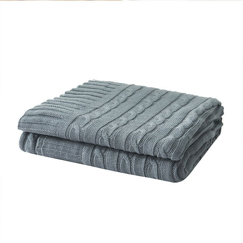 Cotton Knit Sofa Blanket | Soft & Cozy | Solid Color