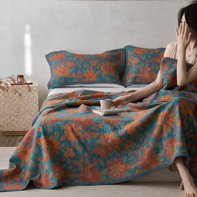 Floral Quilt | 100% Organic Cotton | Full, Queen, King Sizes