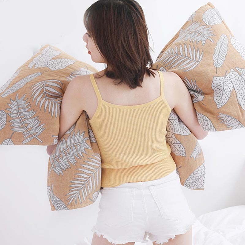 Cotton Pillow Towel Set | Breathable Leaf Print | 2 Pieces