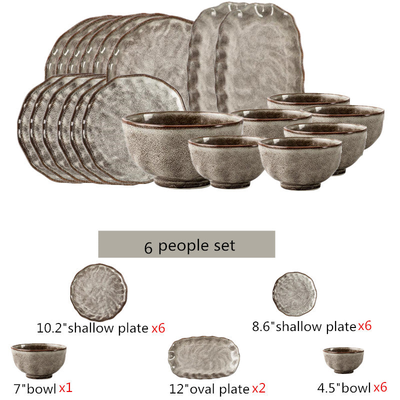 Oma Stoneware Dinnerware Set | Glossy Glaze | 4, 6, or 8 Person Options