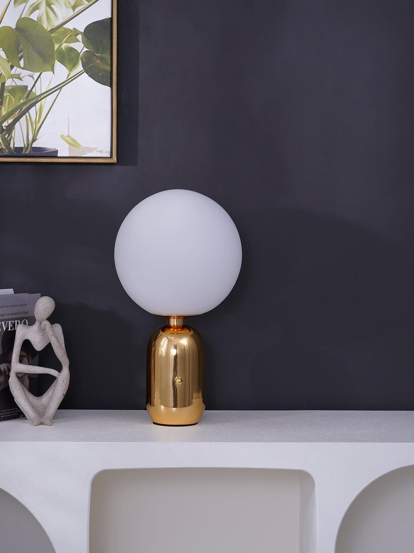 Kade Table Lamp | Blown Glass & Metal | Gold, White, or Black Base