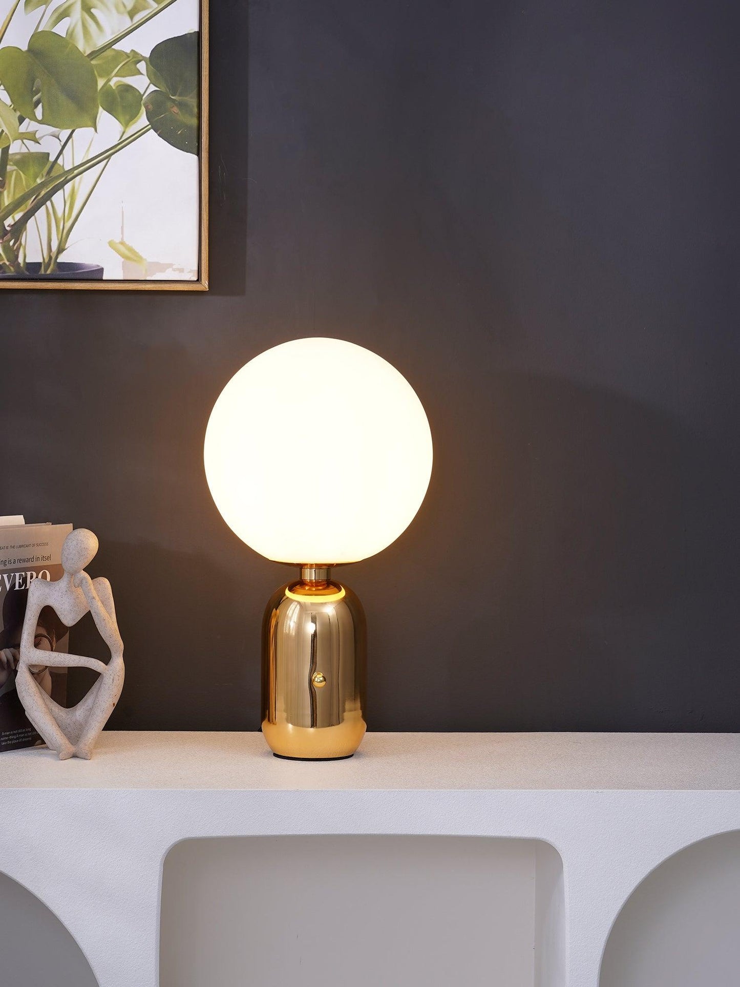 Kade Table Lamp | Blown Glass & Metal | Gold, White, or Black Base