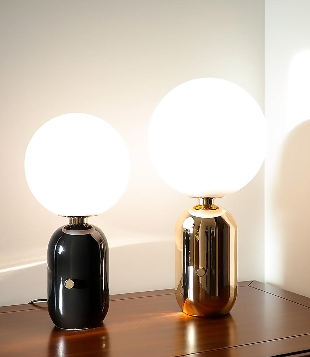 Kade Table Lamp | Blown Glass & Metal | Gold, White, or Black Base