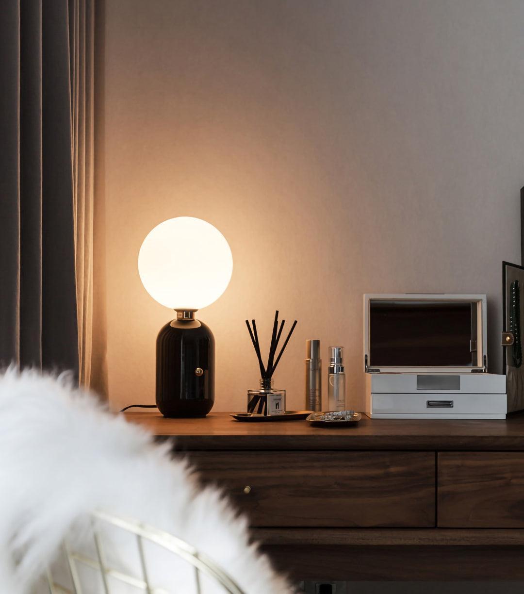 Kade Table Lamp | Blown Glass & Metal | Gold, White, or Black Base