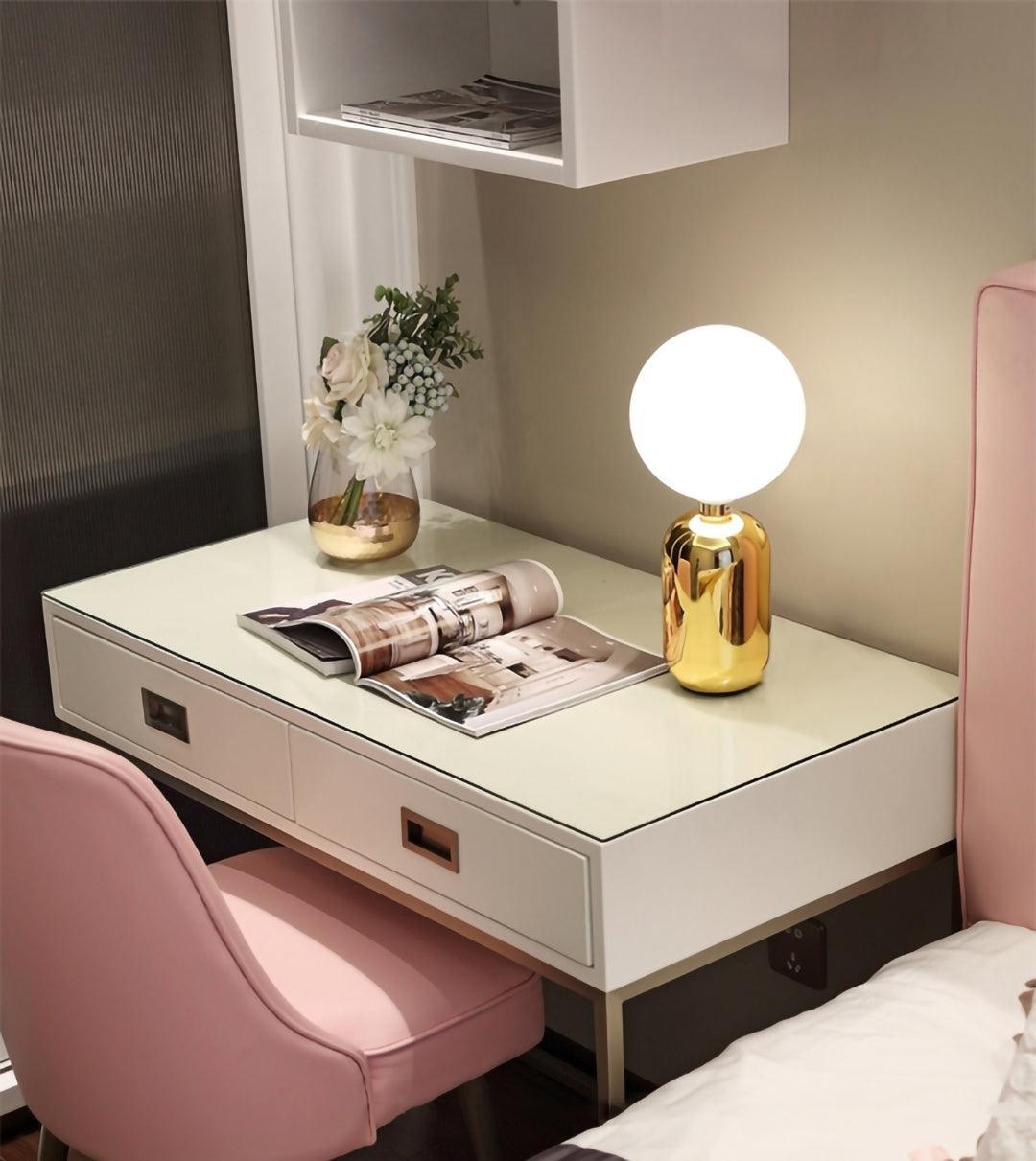 Kade Table Lamp | Blown Glass & Metal | Gold, White, or Black Base