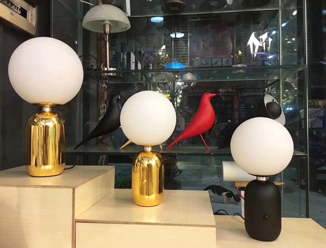 Kade Table Lamp | Blown Glass & Metal | Gold, White, or Black Base