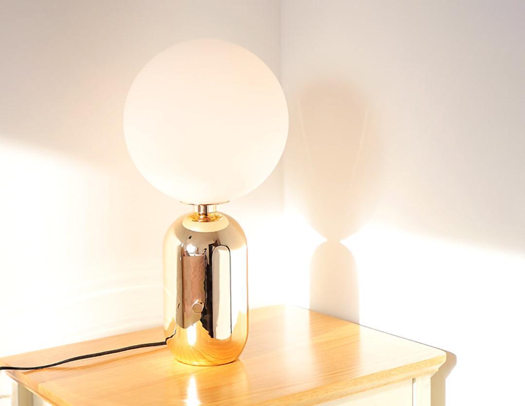 Kade Table Lamp | Blown Glass & Metal | Gold, White, or Black Base