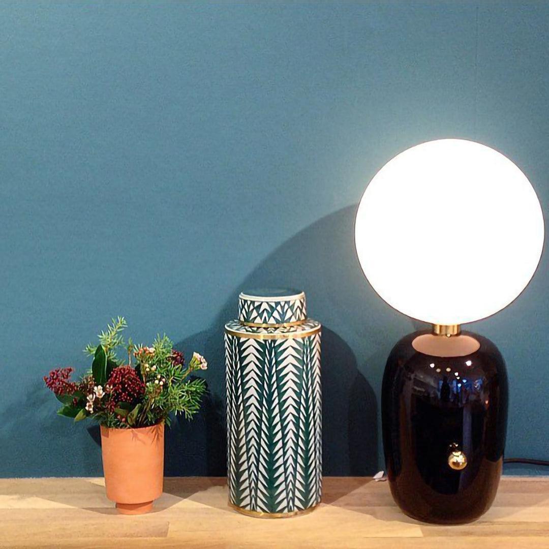 Kade Table Lamp | Blown Glass & Metal | Gold, White, or Black Base