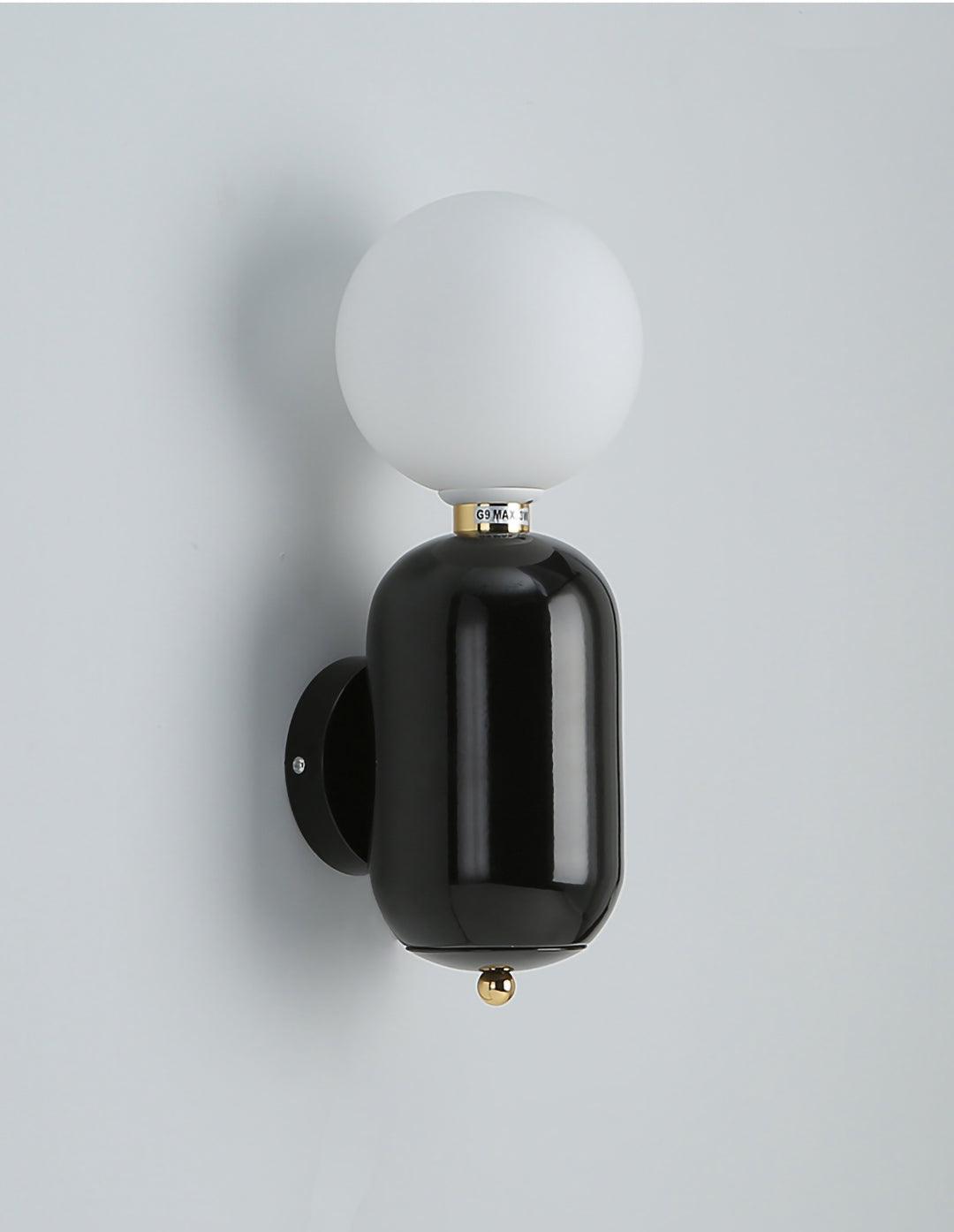 Kade Wall Light | Metal Frame & Glass | White/Black/Gold