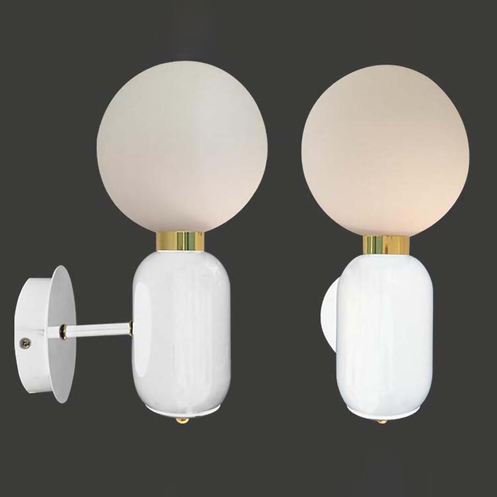 Kade Wall Light | Metal Frame & Glass | White/Black/Gold