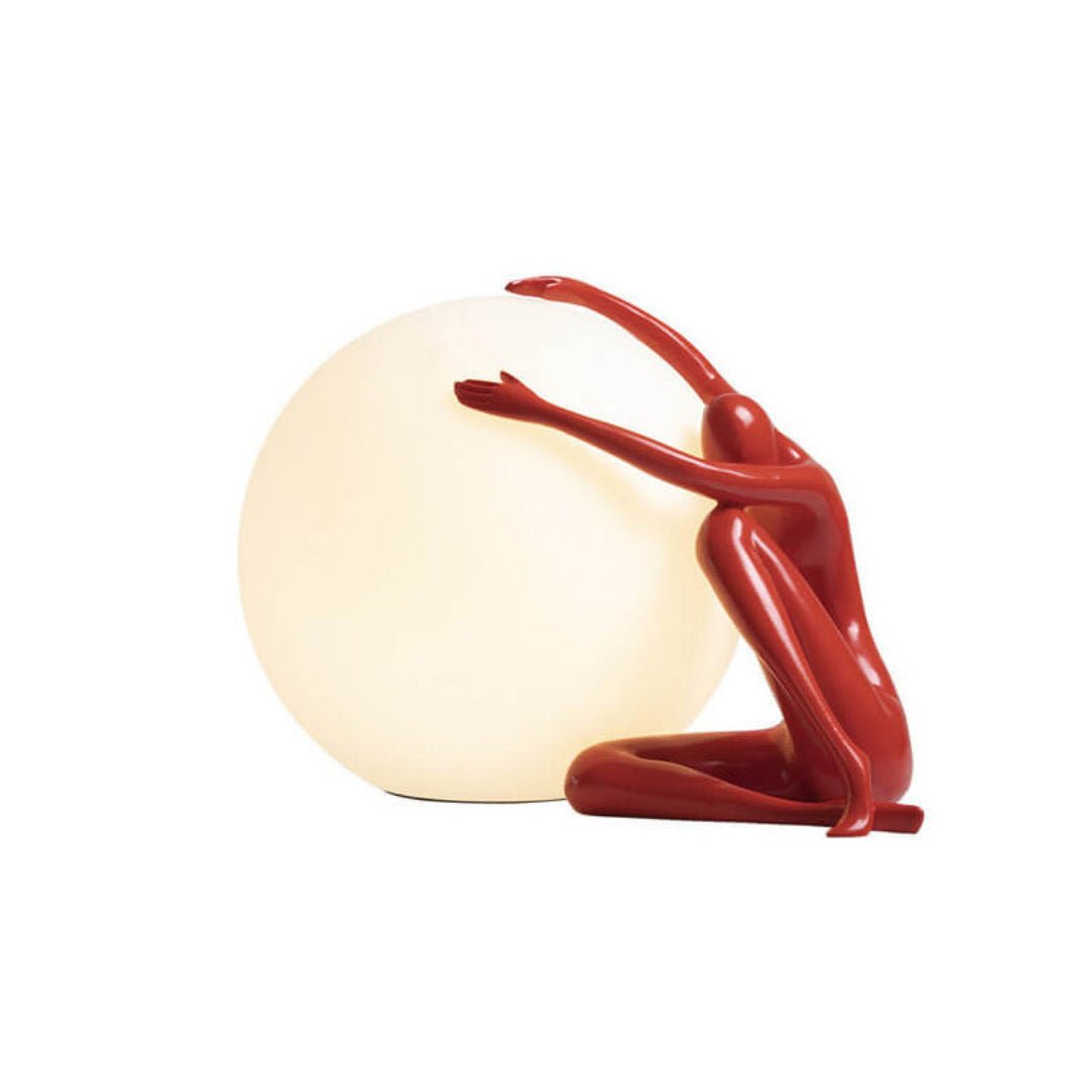 Humanoid Ball Table Lamp | Resin & Acrylic | Black & Red