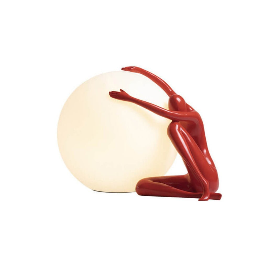 Humanoid Ball Table Lamp | Resin & Acrylic | Black & Red