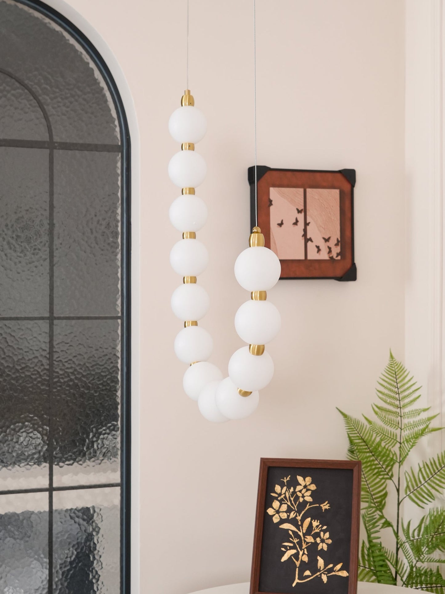 Pearl Necklace Chandelier | Brass & Acrylic | Adjustable Length