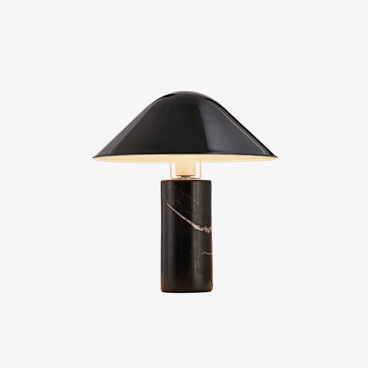 Marble Table Lamp | Black & White Marble Base | 38cm Diameter
