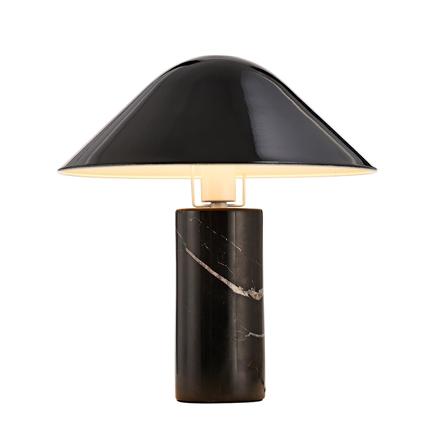 Marble Table Lamp | Black & White Marble Base | 38cm Diameter