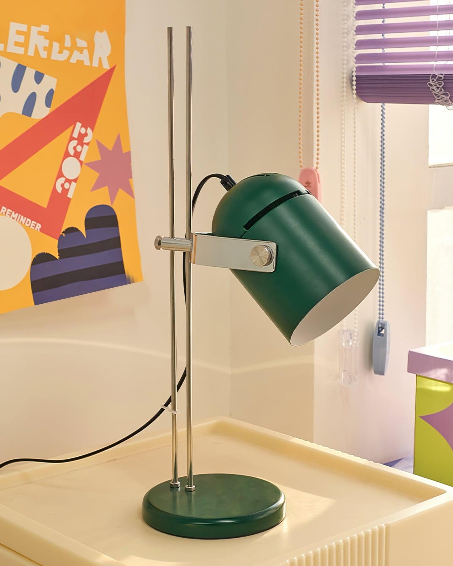 Adjusta Liftable Desk Lamp | Iron Construction | Chrome, Orange, Green