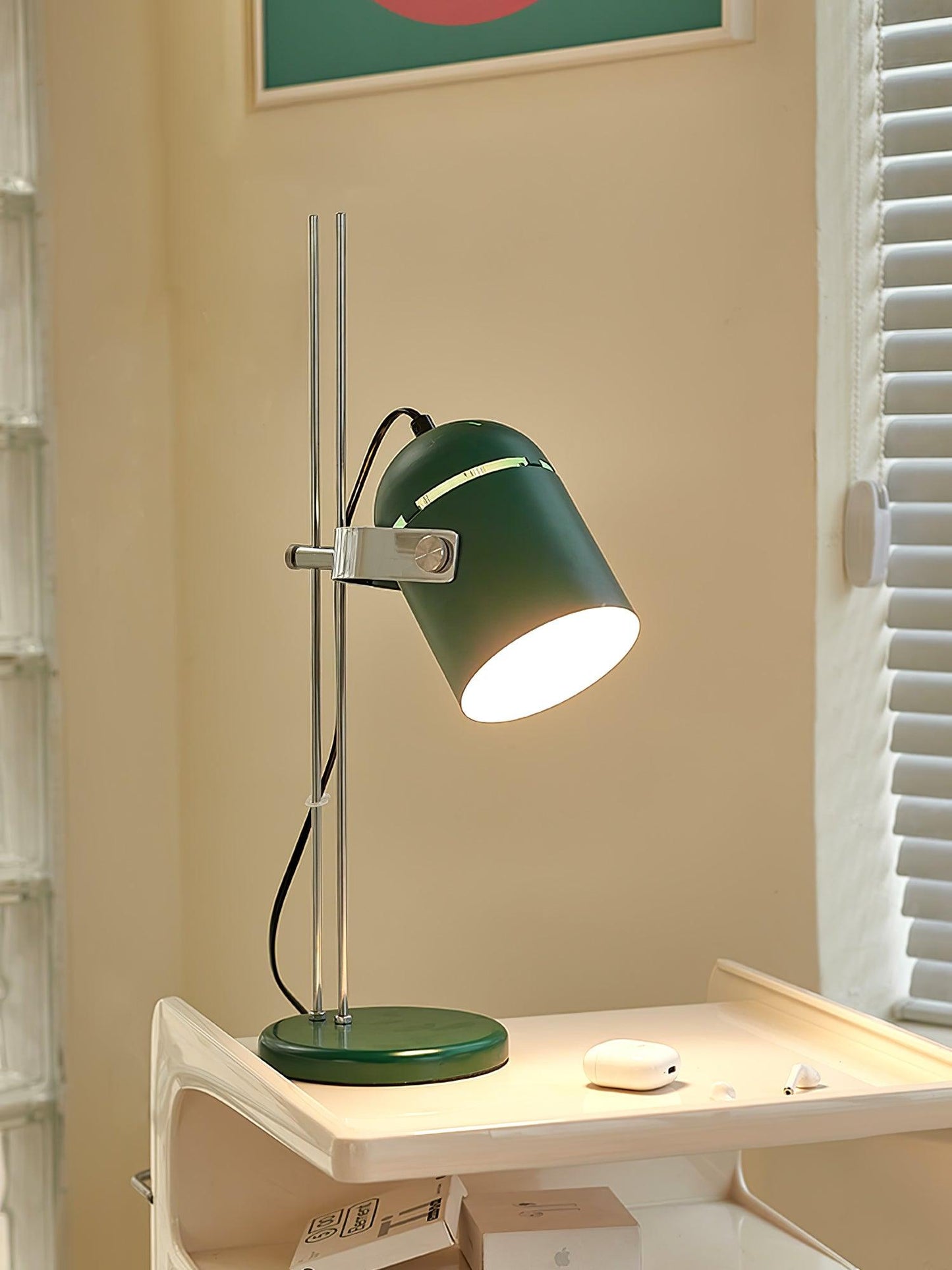 Adjusta Liftable Desk Lamp | Iron Construction | Chrome, Orange, Green