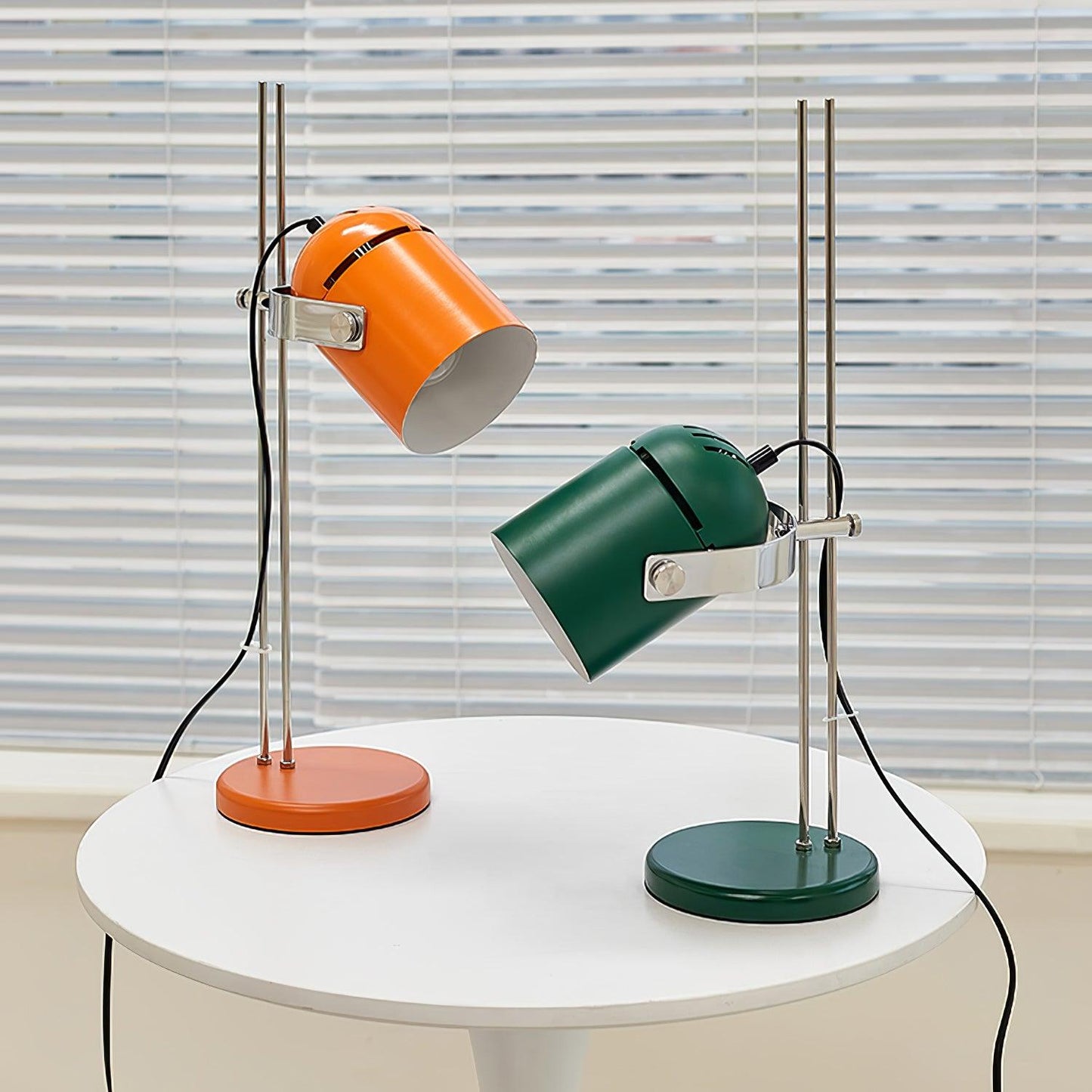 Adjusta Liftable Desk Lamp | Iron Construction | Chrome, Orange, Green