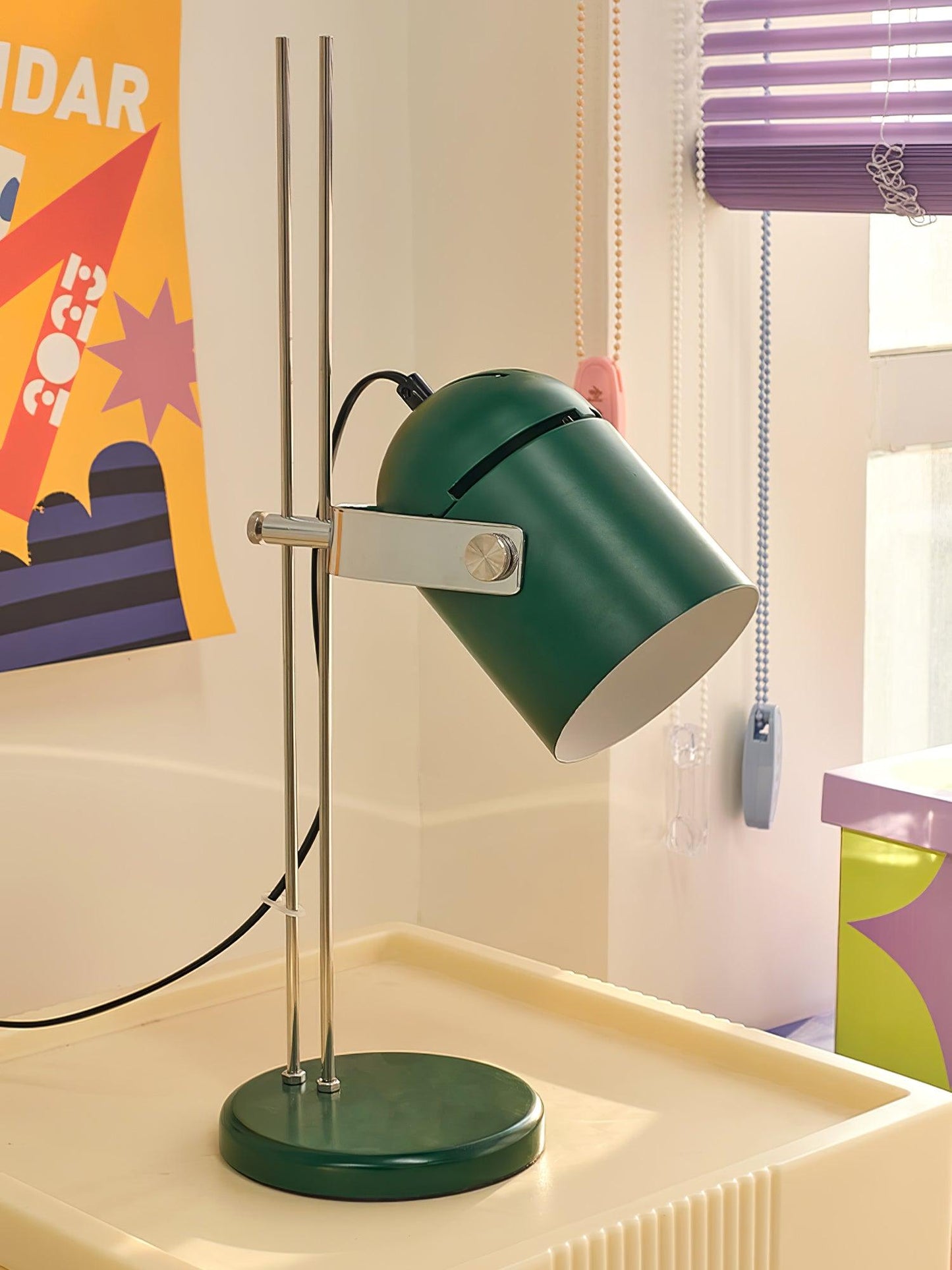 Adjusta Liftable Desk Lamp | Iron Construction | Chrome, Orange, Green