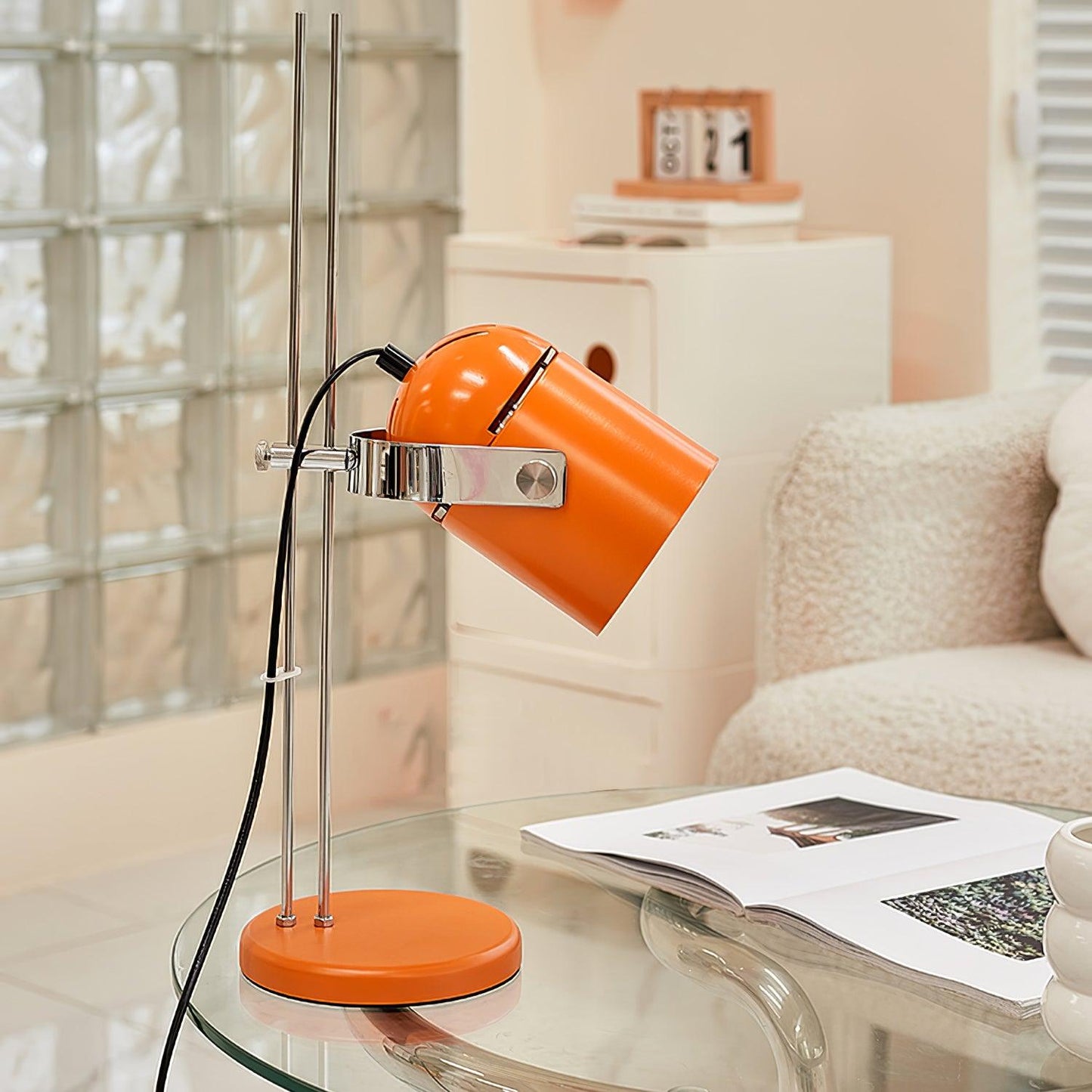 Adjusta Liftable Desk Lamp | Iron Construction | Chrome, Orange, Green