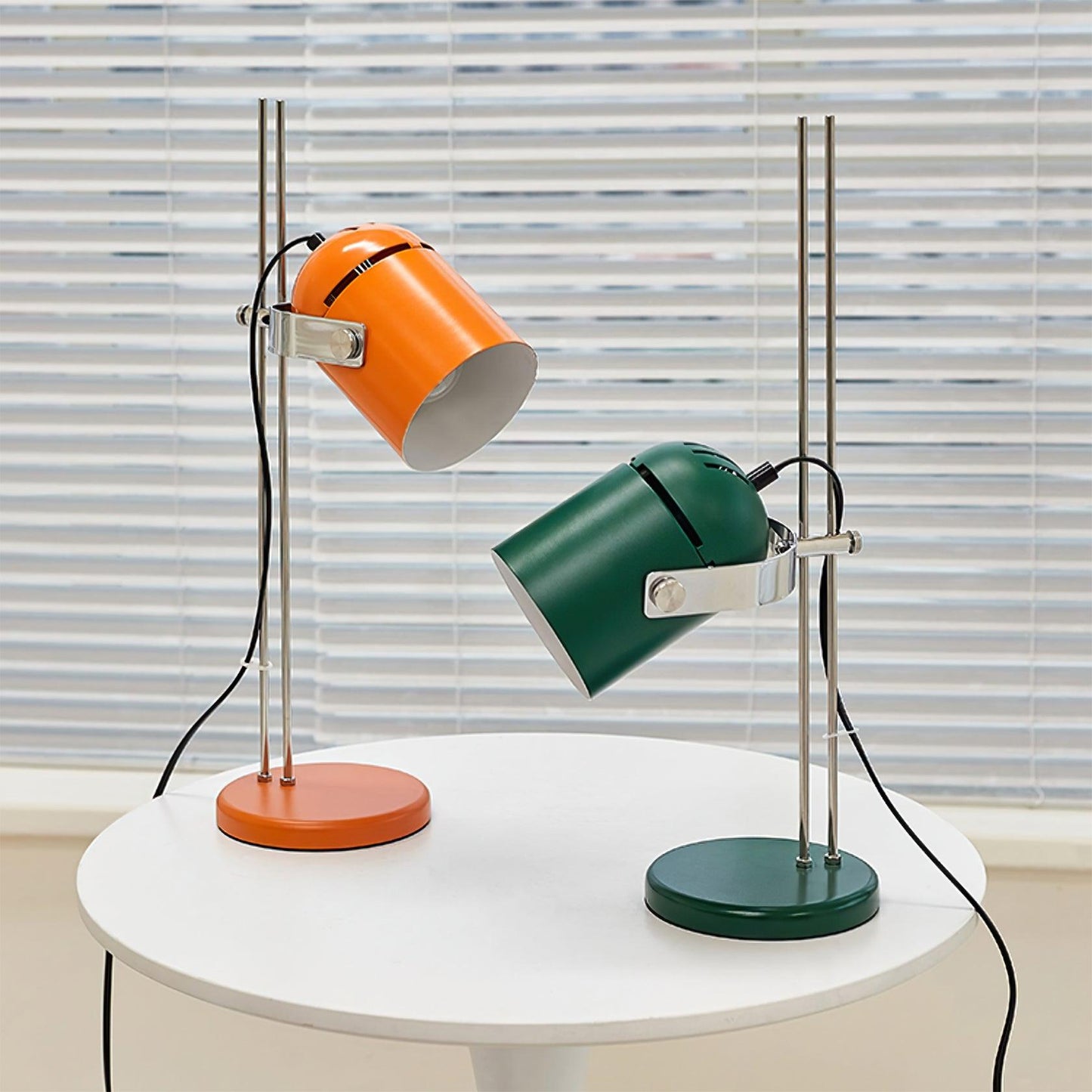 Adjusta Liftable Desk Lamp | Iron Construction | Chrome, Orange, Green