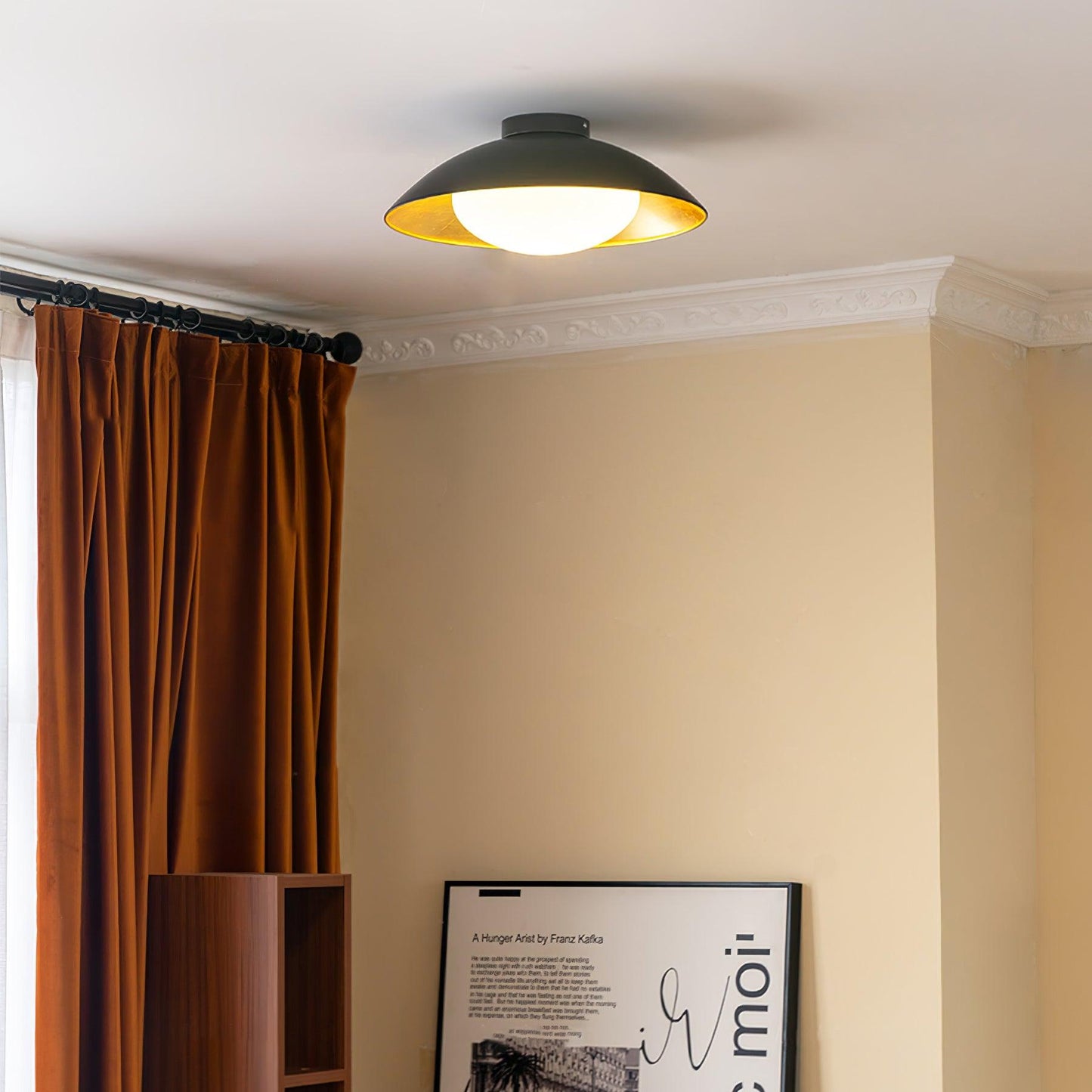 Adrienne Ceiling Lamp | Metal & Glass | Black & Gold