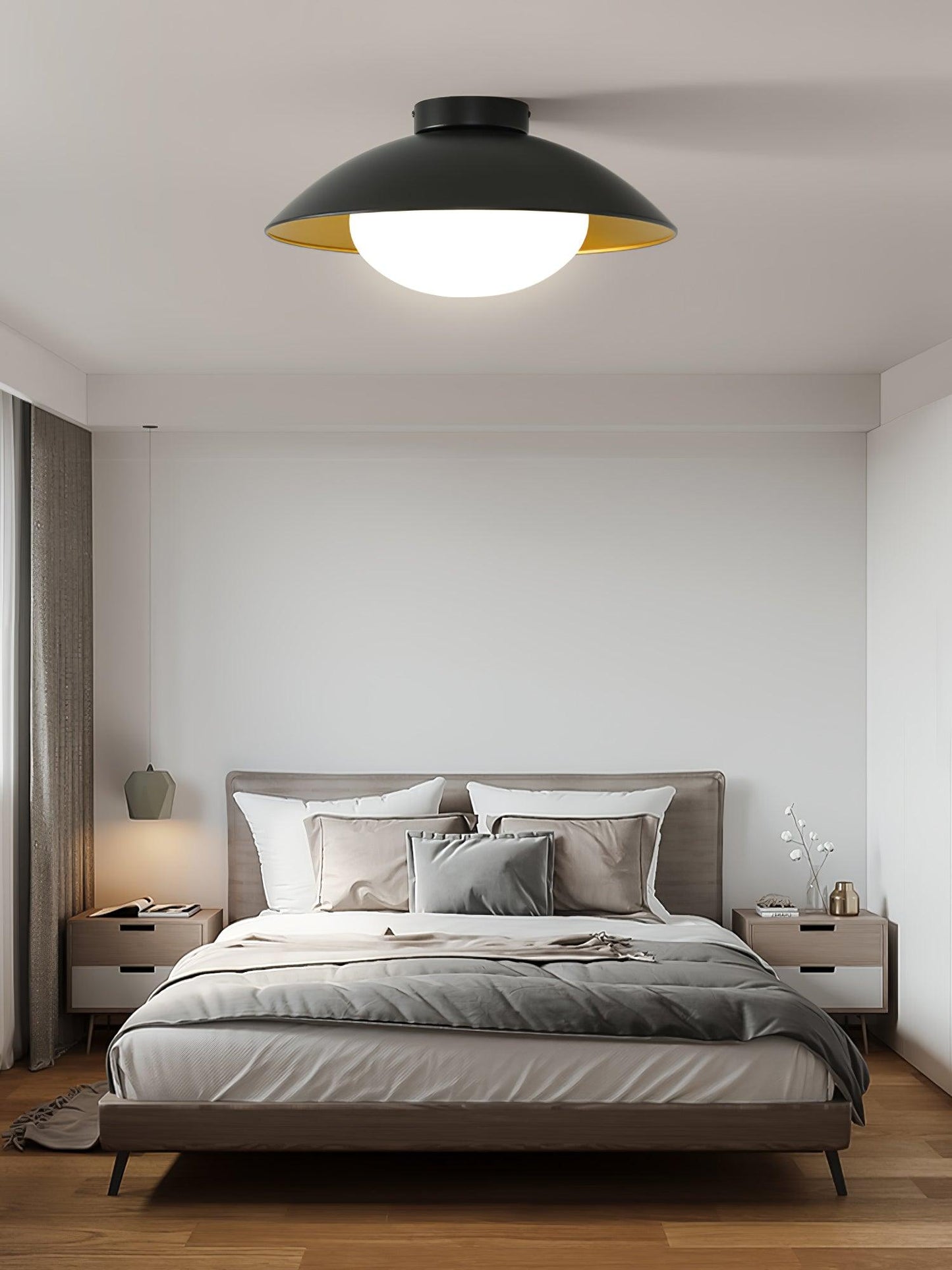 Adrienne Ceiling Lamp | Metal & Glass | Black & Gold