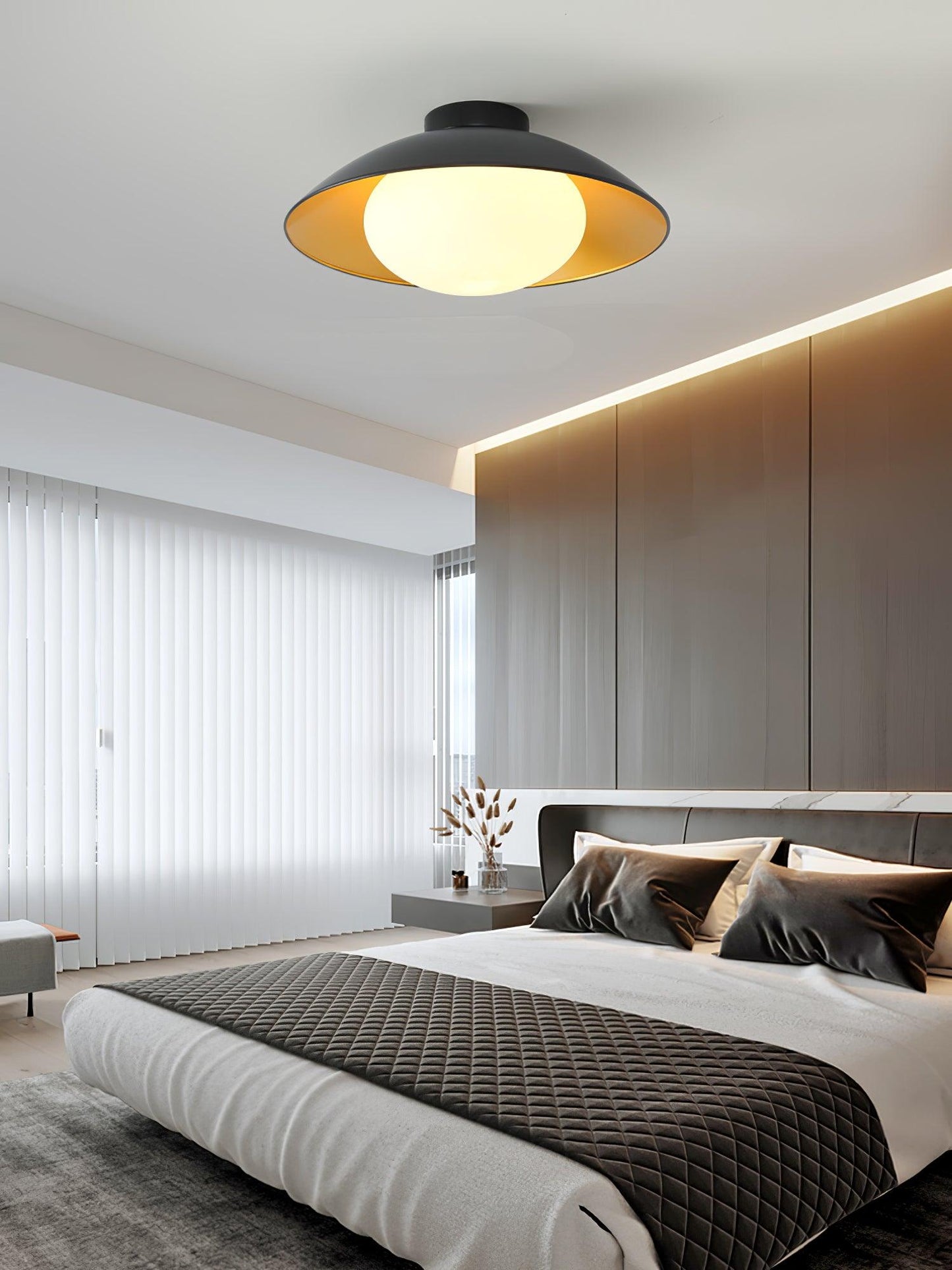 Adrienne Ceiling Lamp | Metal & Glass | Black & Gold