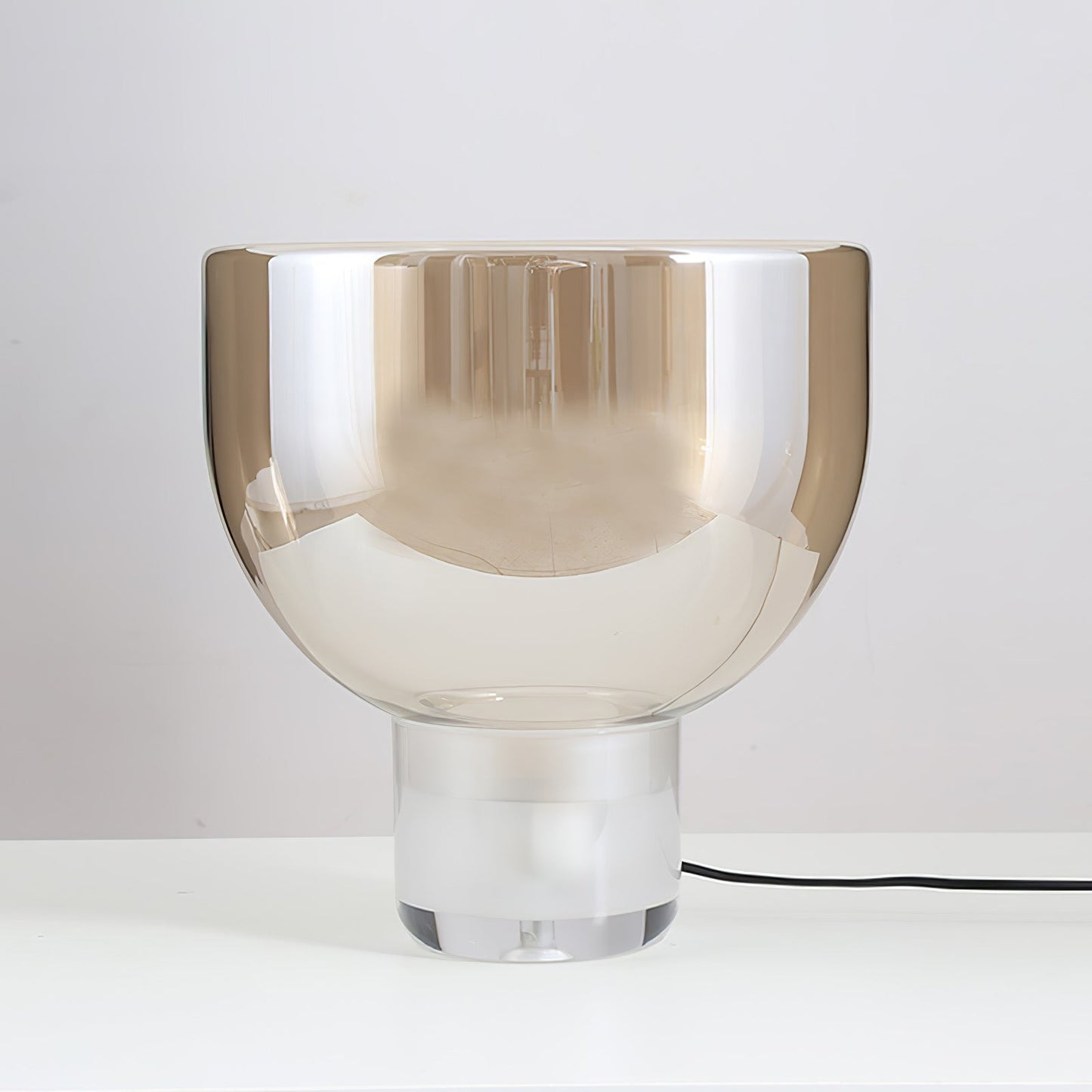 Aella Table Lamp | Glass & Metal | Cognac & Smoke Grey