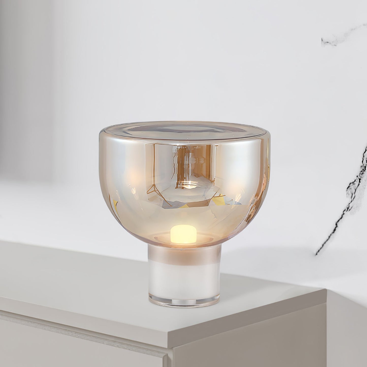 Aella Table Lamp | Glass & Metal | Cognac & Smoke Grey
