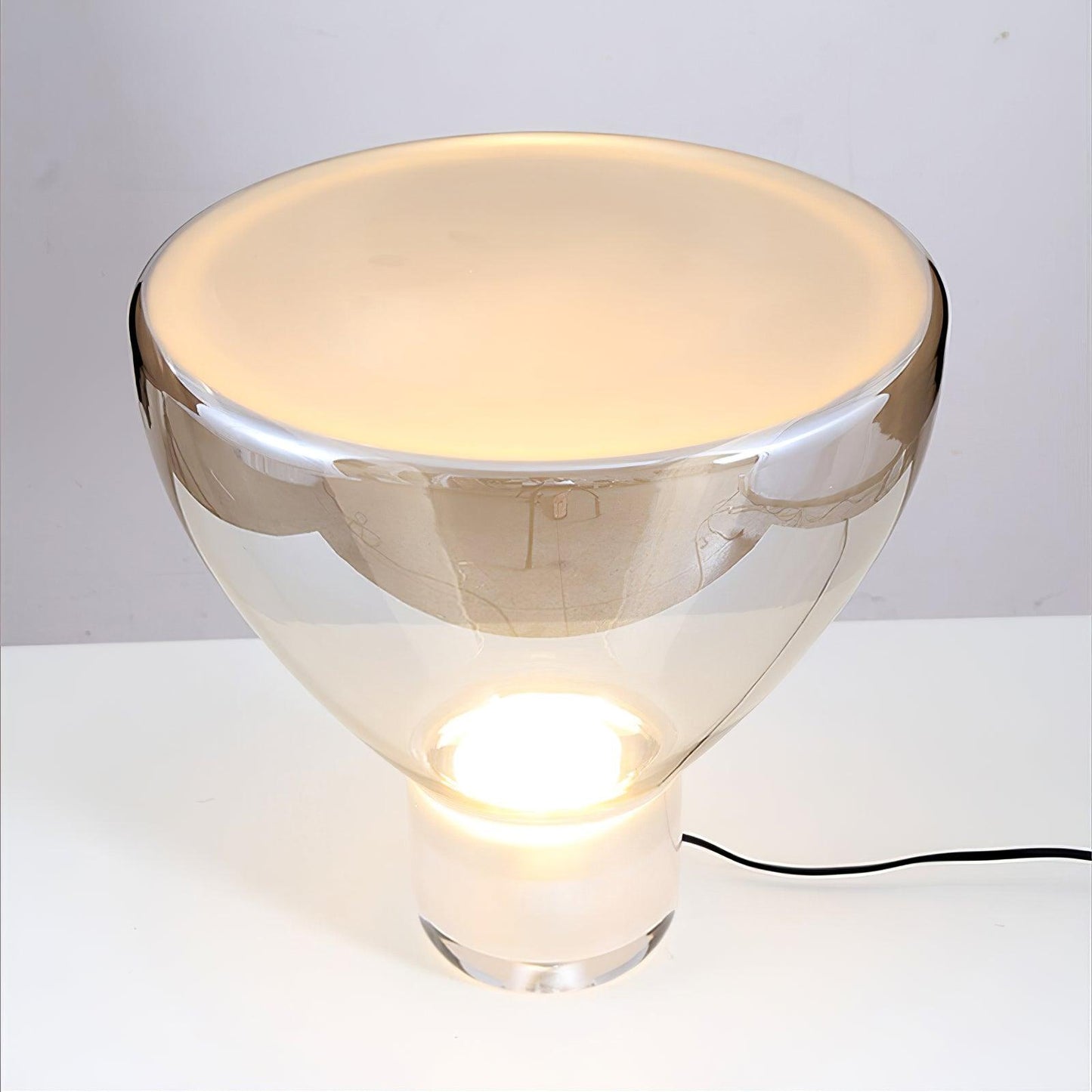 Aella Table Lamp | Glass & Metal | Cognac & Smoke Grey