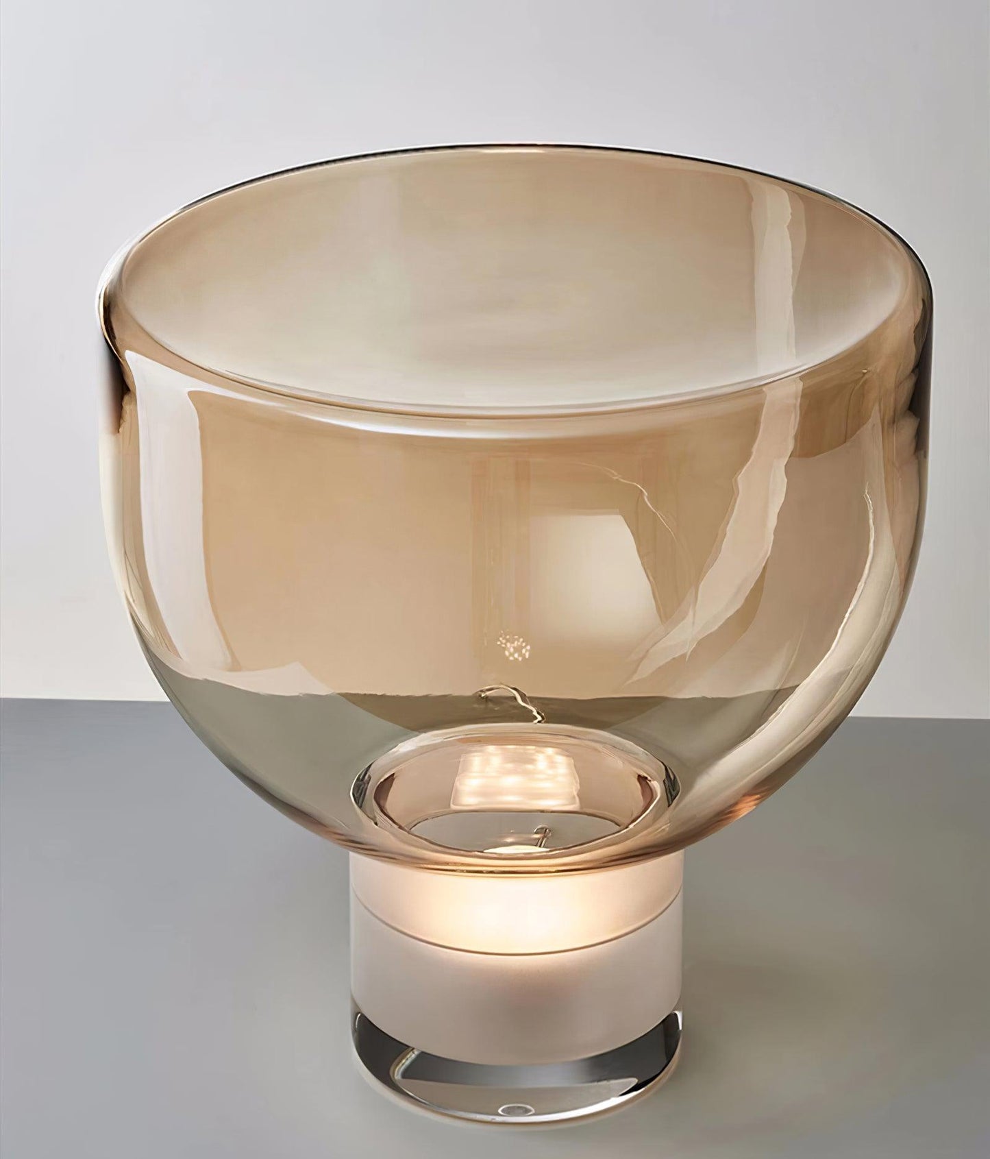 Aella Table Lamp | Glass & Metal | Cognac & Smoke Grey