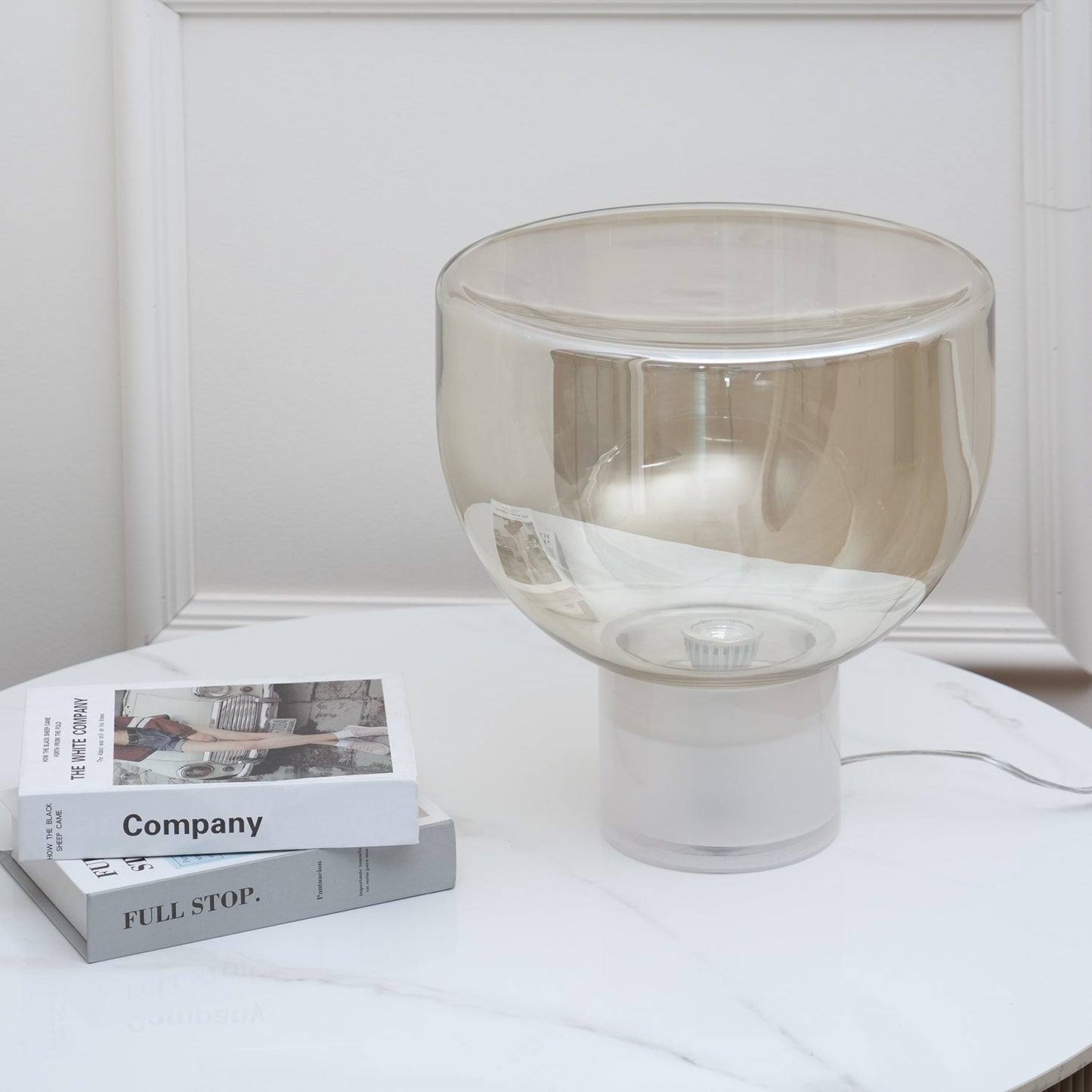 Aella Table Lamp | Glass & Metal | Cognac & Smoke Grey