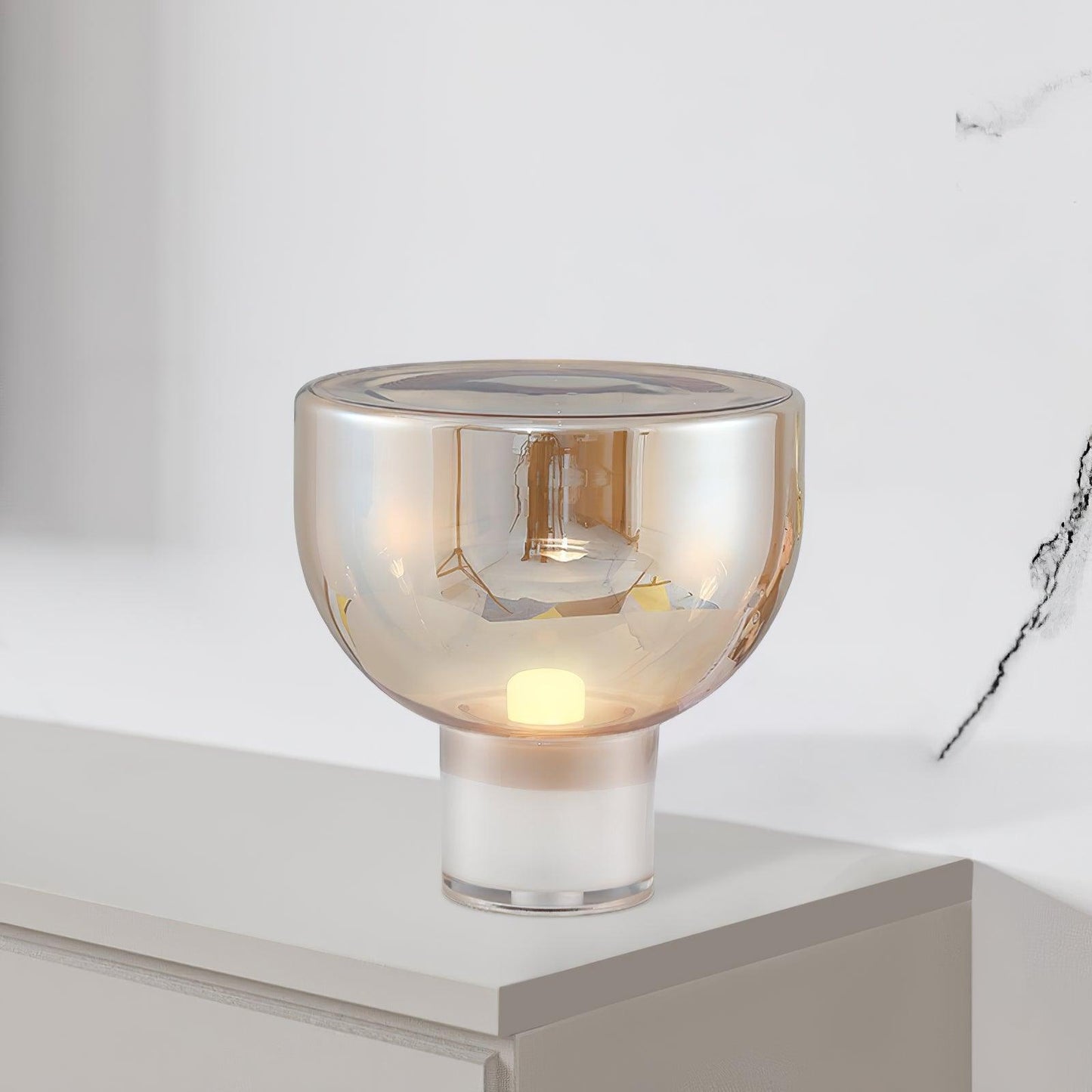 Aella Table Lamp | Glass & Metal | Cognac & Smoke Grey